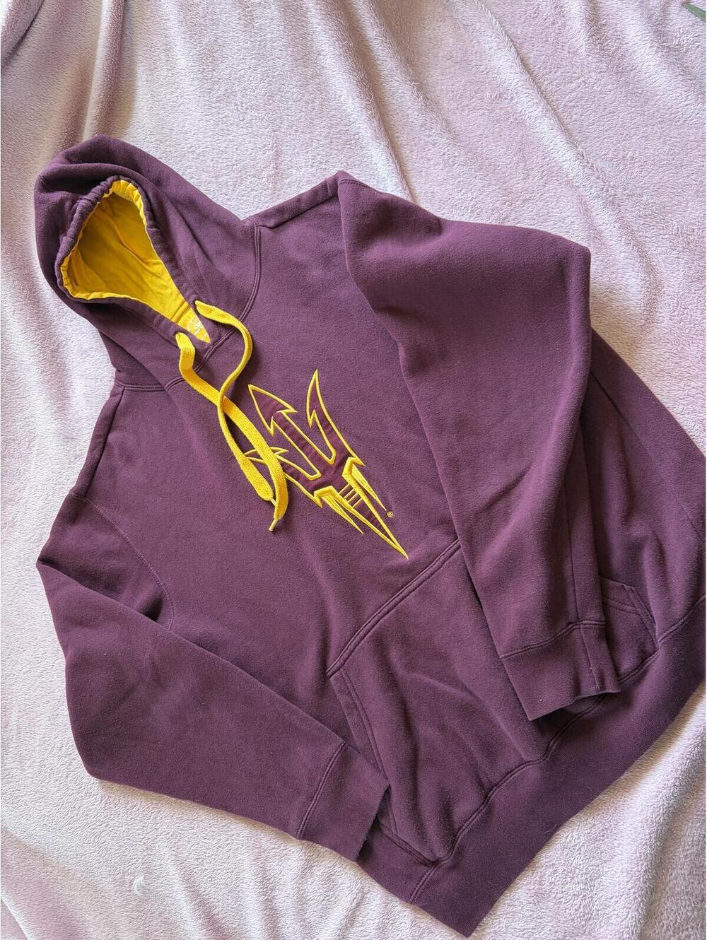 ASU Arizona State University Maroon Yellow Hoodie Sweatshirt